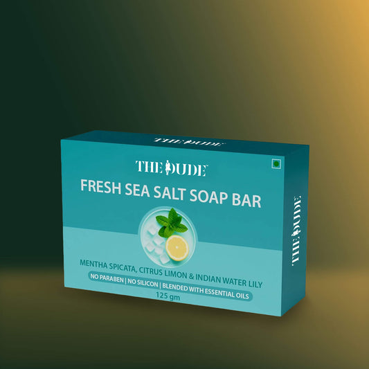THE DUDE Deep Cleansing Bathing Soap Combo for Men | Fresh Sea Salt, Radiance Rituals & Skin Nourishing Exfoliating Soap Bars - 125gm (Pack of 3)