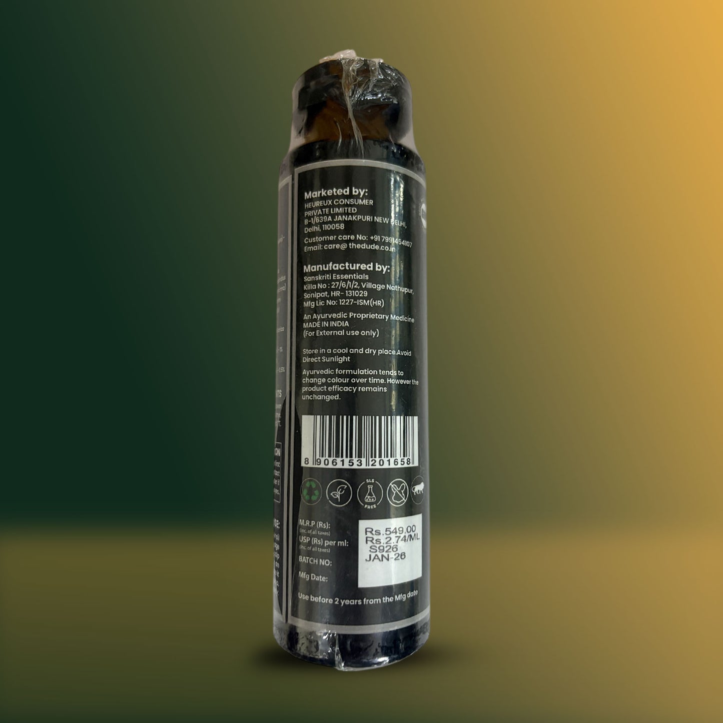THE DUDE 21 Botanics Hairfall Control Hair Oil for Men - 200 ml | Ashwagandha, Brahmi & Rosemary | Reduces Hair Fall & Strengthens Roots | For Weak Thinning Hair