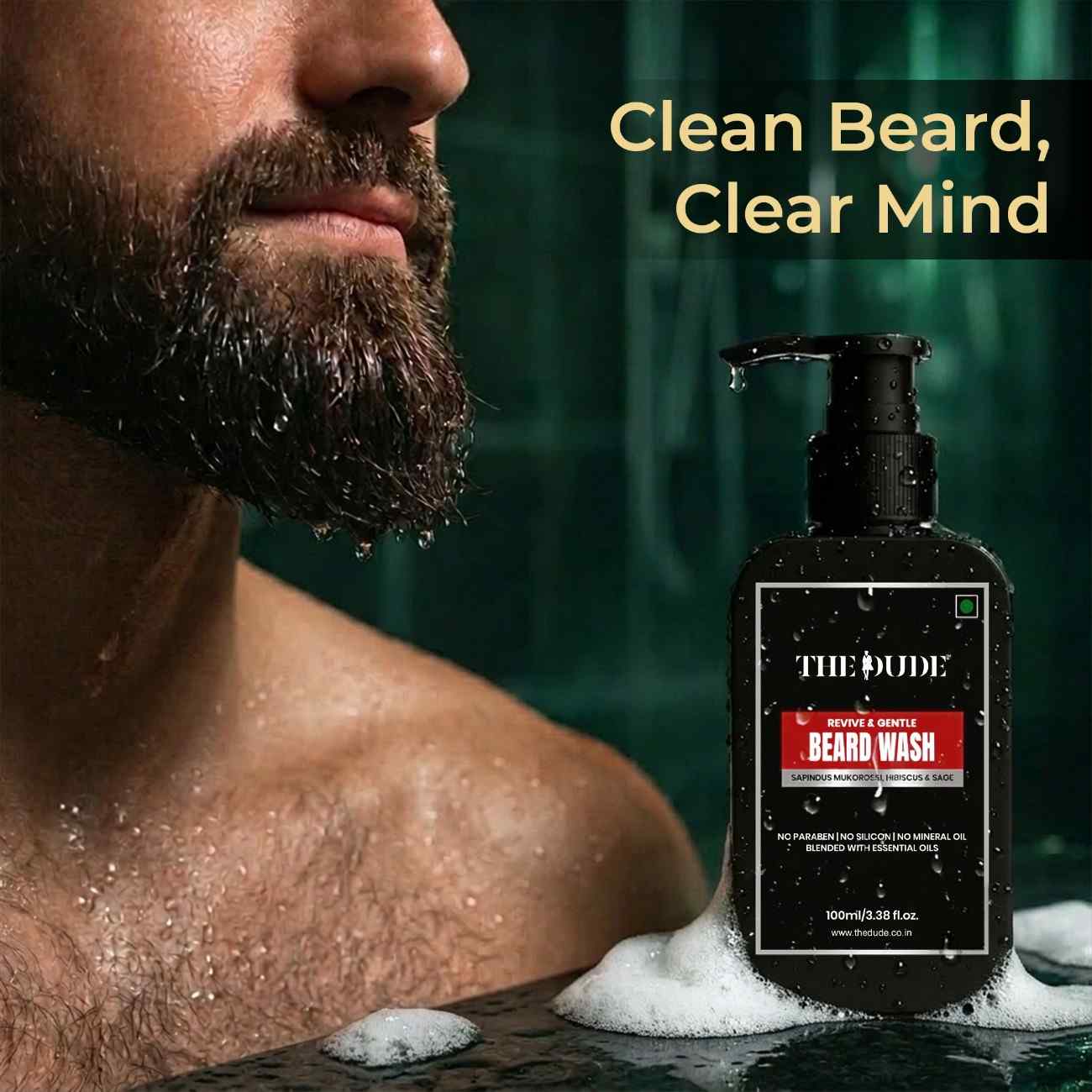 THE DUDE Beard Growth Grooming Combo for Men | Complete Beard Care Kit | Growth Cleanse & Style | For Thick Healthy Beard