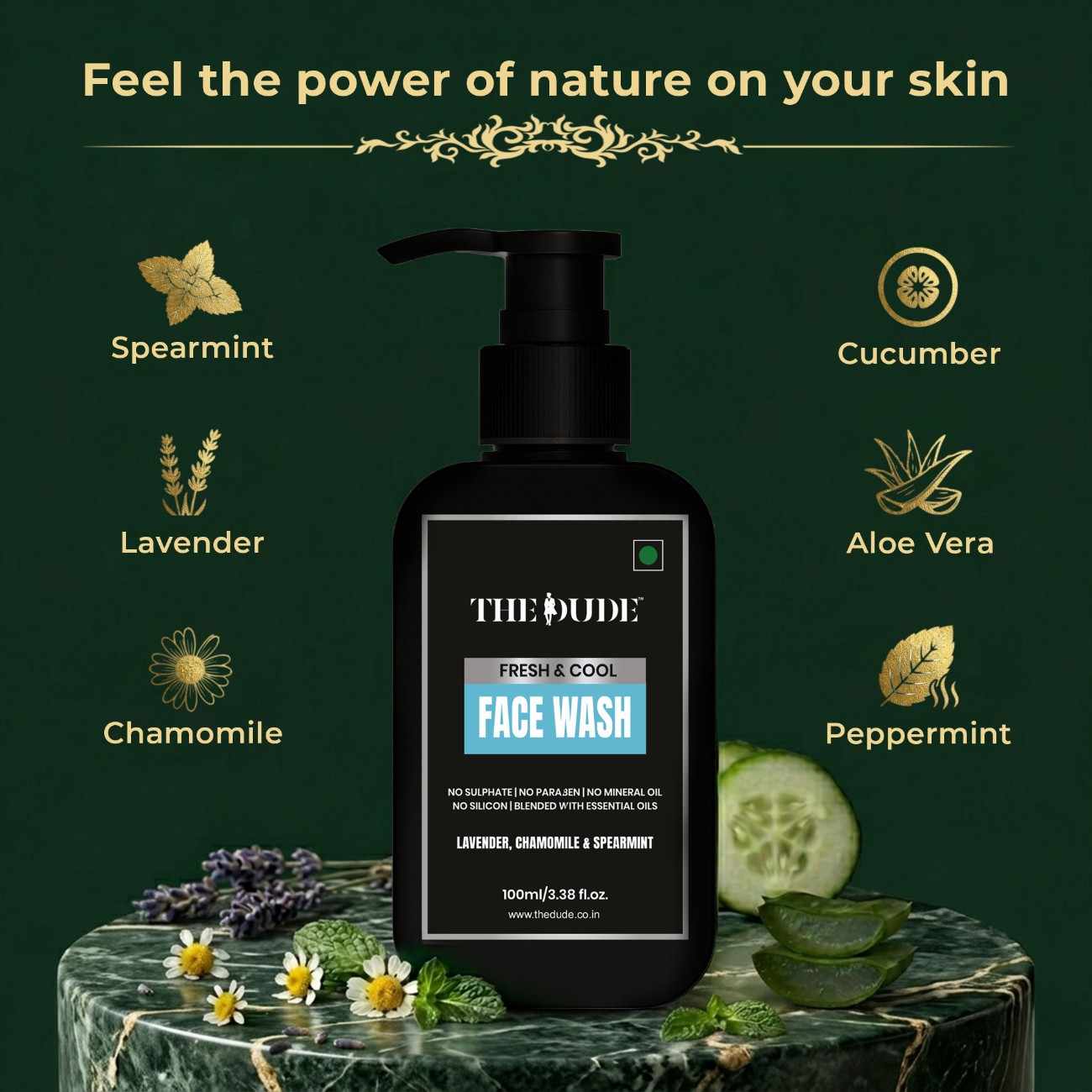 THE DUDE Fresh Cool Face Wash for Men - 100 ml | Lavender, Chamomile & Spearmint | Refreshing Cleanser | Controls Oil & Revives Tired Skin