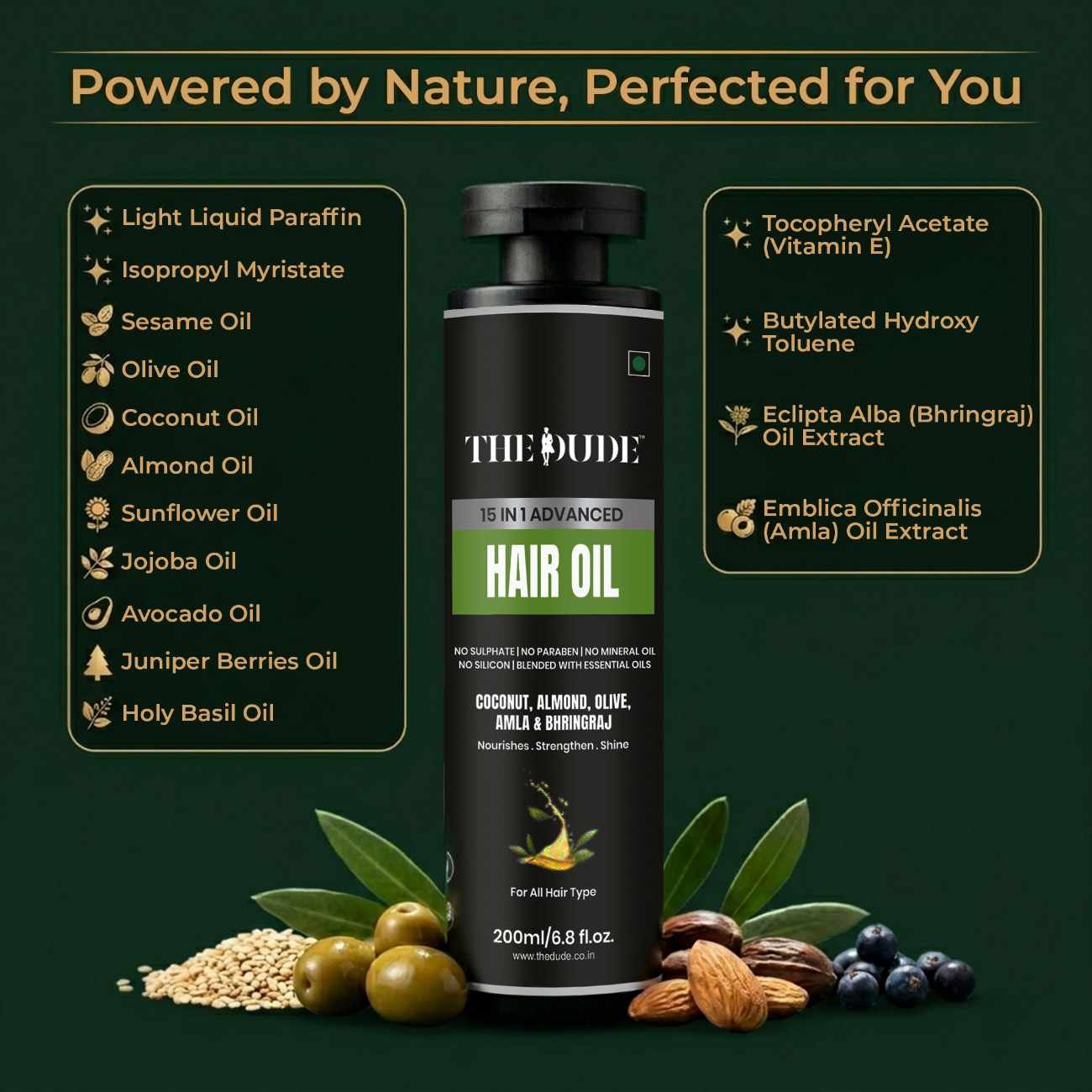 THE DUDE 15-in-1 Advanced Hair Oil 200ml – Nourishing, Strengthening & Anti-Hair Fall Oil for All Hair Types