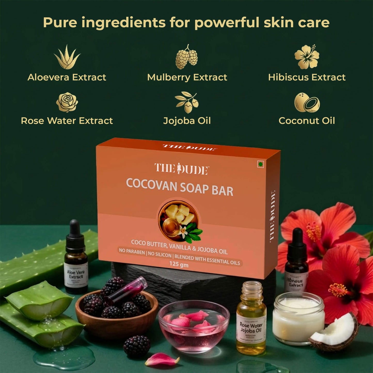 THE DUDE Cocoa Butter, Vanilla & Jojoba Oil Nourishing Cocovan Blended with Essential Oils Bath Soap Bar - 125 gm