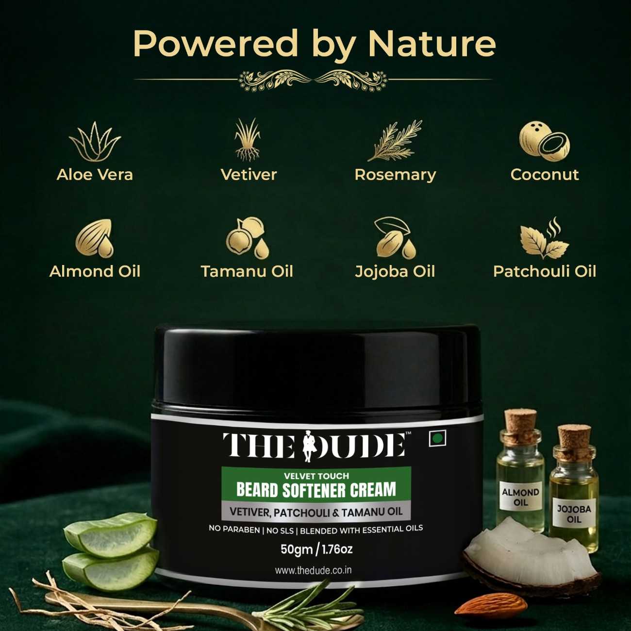 THE DUDE Beard Softner Cream | Velvet Touch Smooth & Soft Beard Care Cream for Men - 50 gm