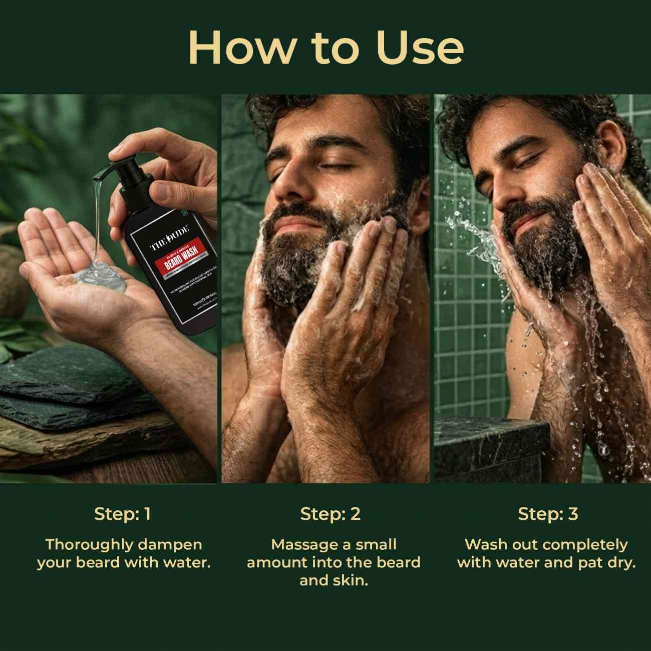 THE DUDE Beard Growth Grooming Combo for Men | Complete Beard Care Kit | Growth Cleanse & Style | For Thick Healthy Beard