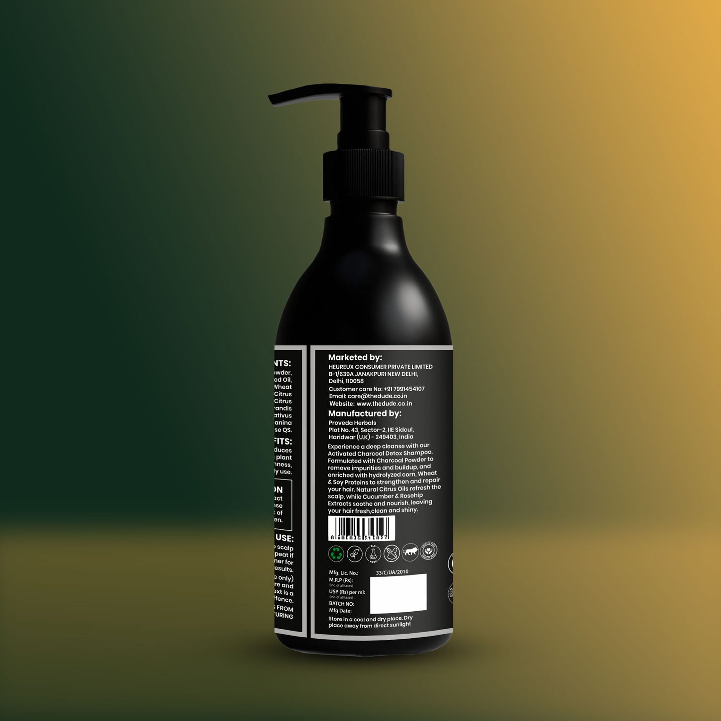 THE DUDE Activated Charcoal Detox Hair Shampoo – Deep Cleanse & Oil Control | 200 ml