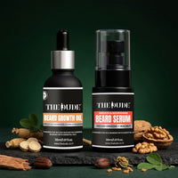 THE DUDE Beard Care Combo for Men | Beard Growth Oil & Smooth & Nourishing Beard Serum - 30ml (Pack of 2)