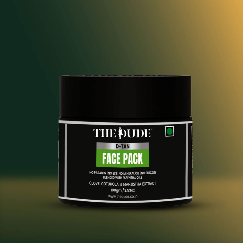 THE DUDE D-Tan Face Pack for Men - 100 gm | Clove, Gotu Kola & Manjistha | Removes Tan & Dullness | Brightens & Clears Skin