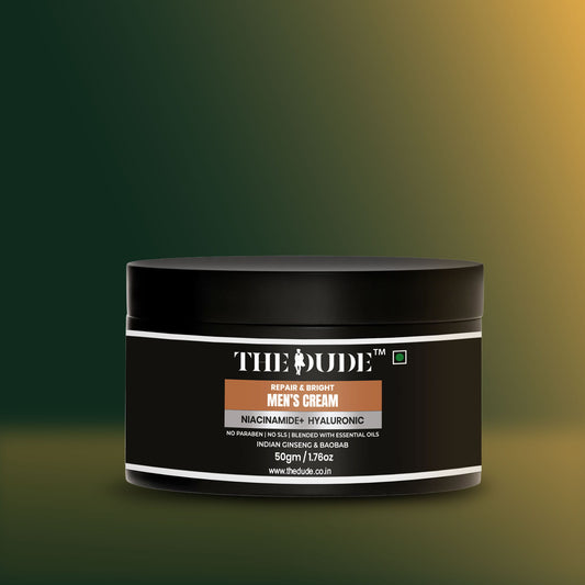 THE DUDE Face Cream for Men | Niacinamide + Hyaluronic Acid | Skin Repair & Brightening – 50 gm