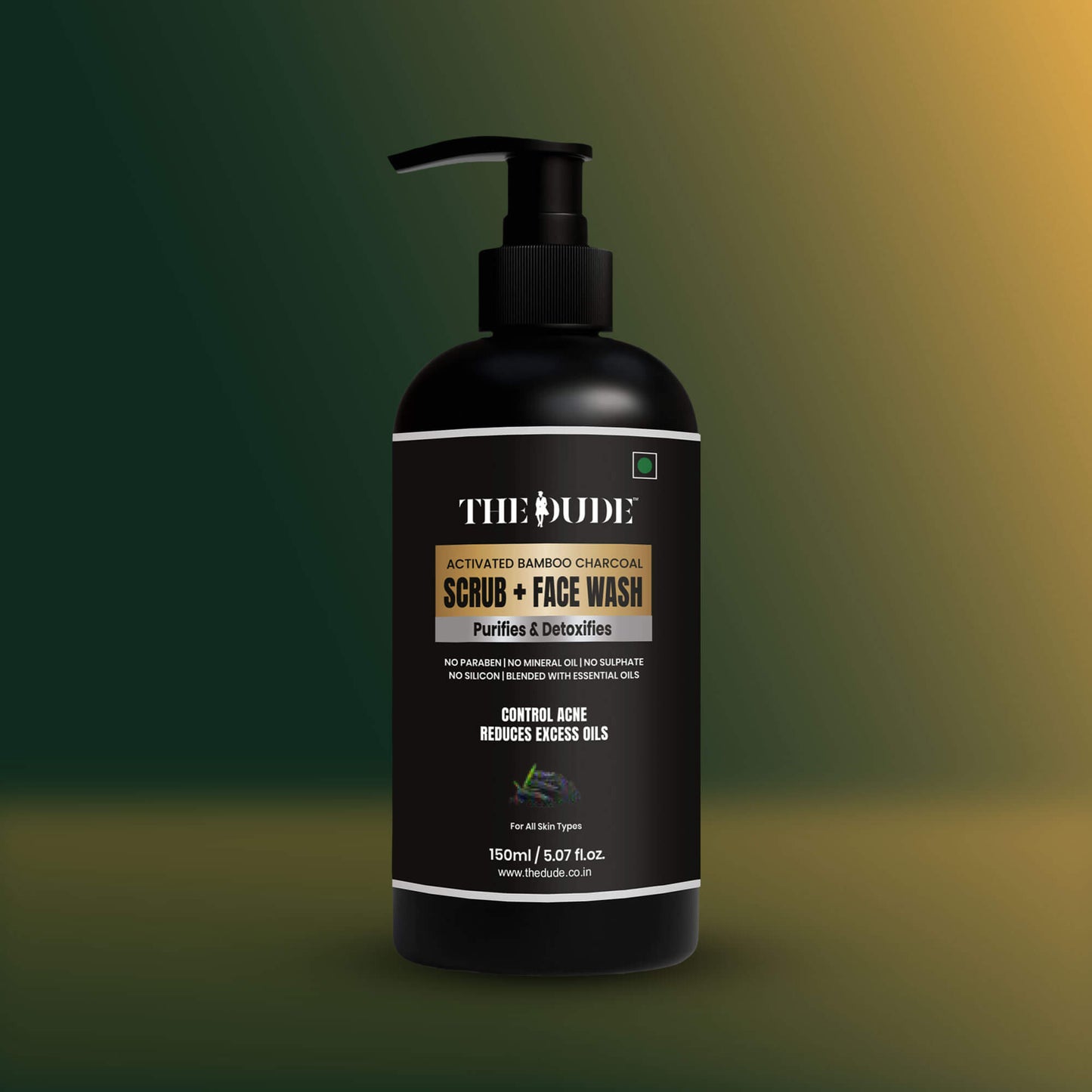 THE DUDE Activated Bamboo Charcoal Scrub + Face Wash 150 ml