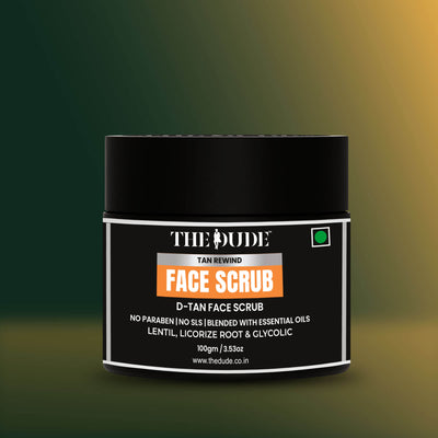 THE DUDE D-Tan Face Scrub for Men - 100 gm | Papaya, Gotu Kola & Manjistha | Removes Sun Tan & Pollution | Brightens Skin Tone